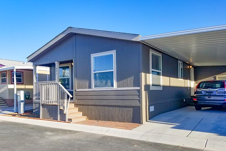 Exterior view of a manufactured home at Desert Greens in Pahrump, Nevada