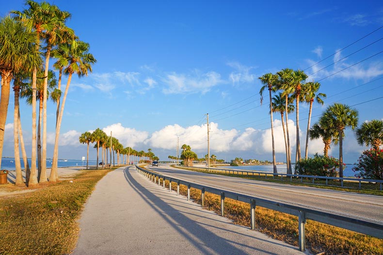 The Dunedin Causeway connected to Honeymoon Island in Dunedin, Florida