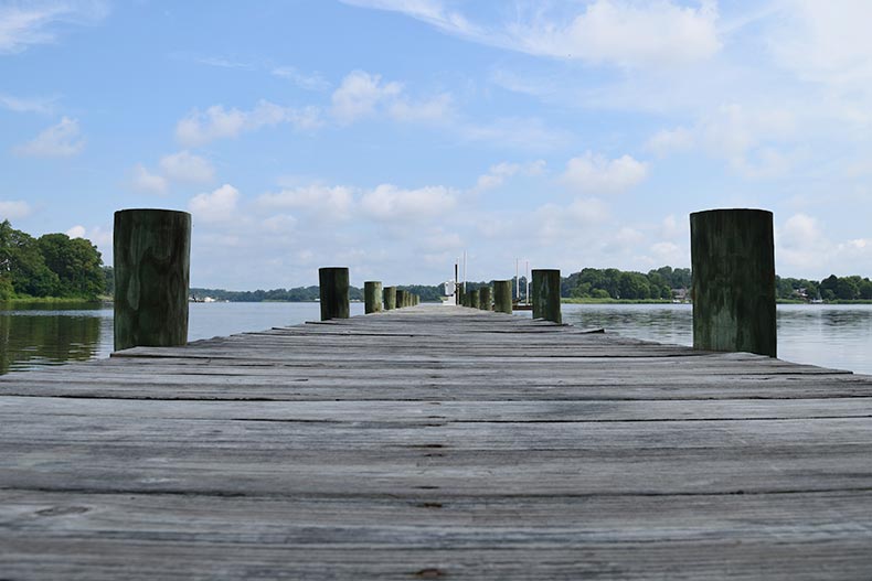 View down a dock on the Eastern Shore of Maryland