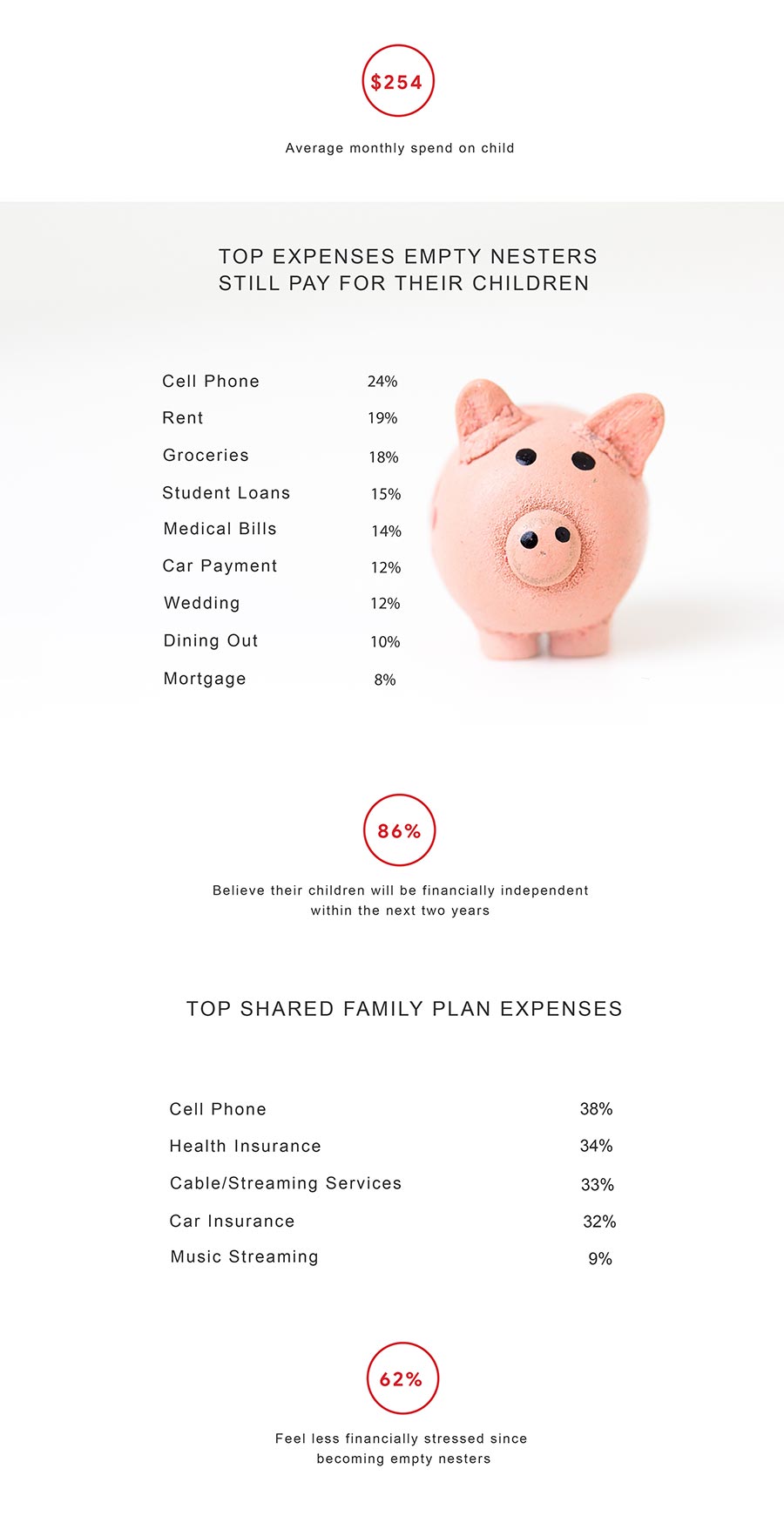 Numbers from a survey with a piggy bank on it