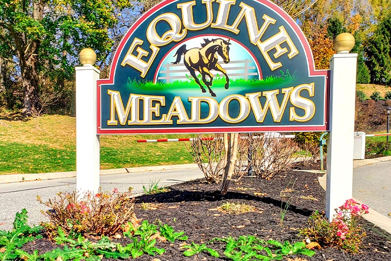 Photo of the entrance sign at Equine Meadows in Red Lion, Pennsylvania