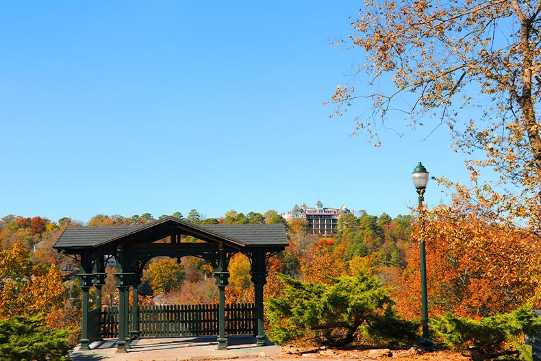 Photo of the East Mountain Overlook in Eureka Springs, Arkansas with the Crescent Hotel in the background