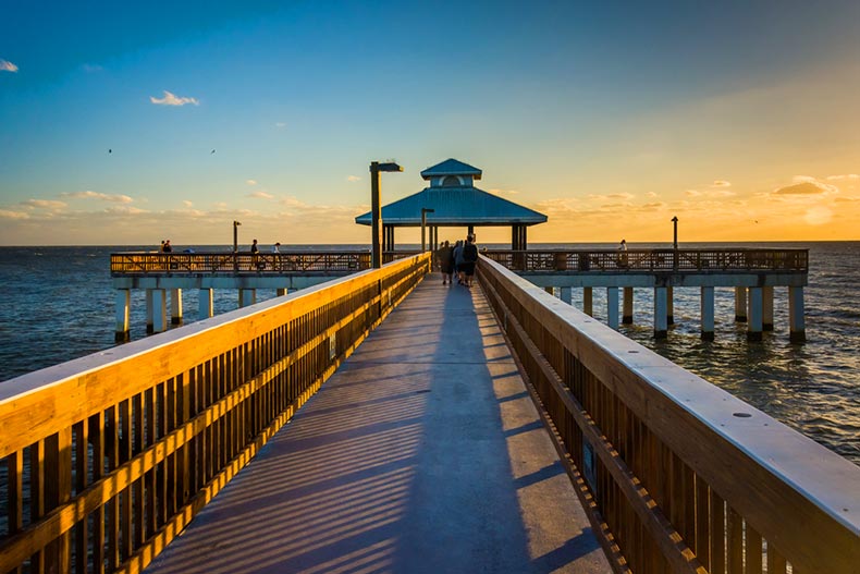 Evening light on the fishing pier in Fort Myers Beach, Florida