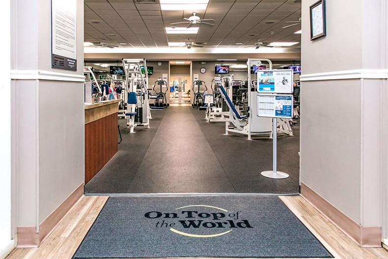 Interior view of a fitness center at On Top of the World in Ocala, Florida