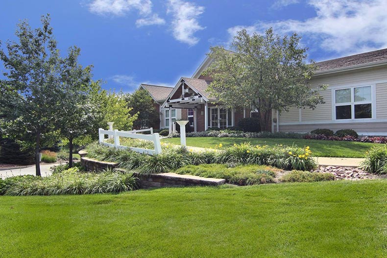 Exterior view of a model home at Sun City Huntley in Huntley, Illinois