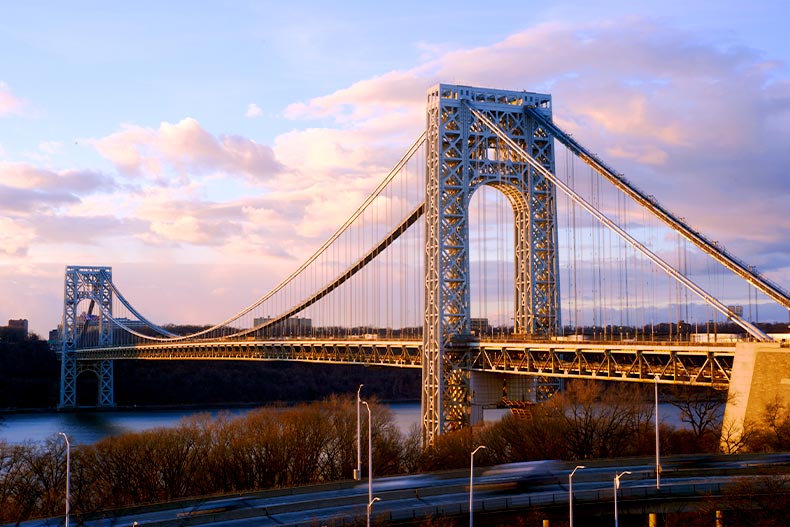 George Washington Bridge in Fort Lee, New Jersey at Sunset