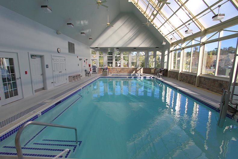 The indoor pool at Four Seasons at Harbor Bay in Little Egg Harbor, New Jersey