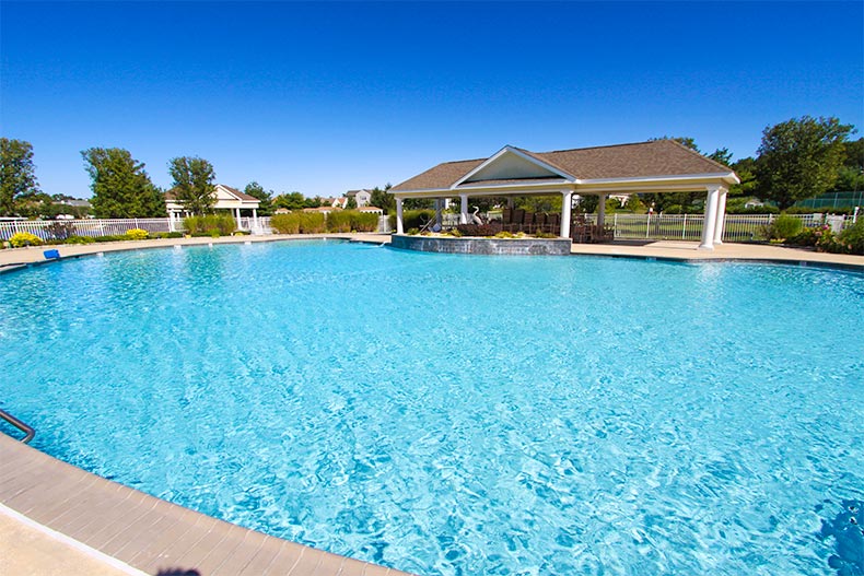Outdoor pool in Four Seasons at Mirage community in New Jersey