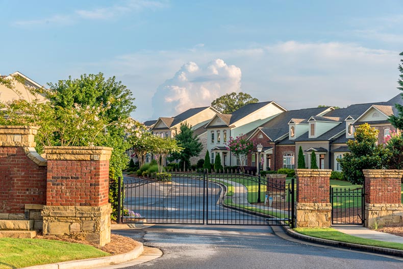 A gated community entrance in the United States