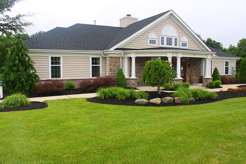 Exterior view of a community building at Gatherings at East Greenwich in Clarksboro, New Jersey