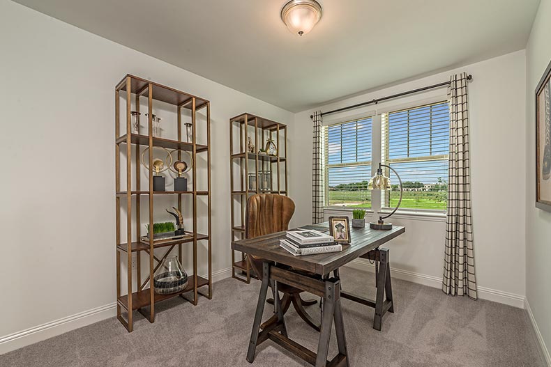 An office in a model home at Gatherings at Mercer Crossing in Farmers Branch, Texas