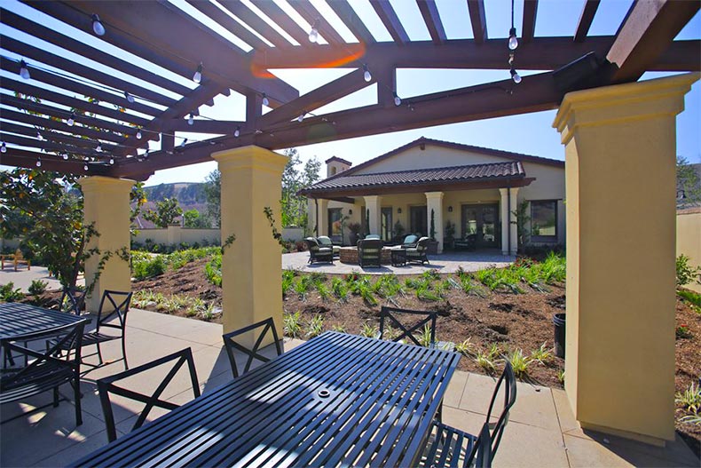 Patio tables and chairs at Gavilan in Rancho Mission Viejo, California