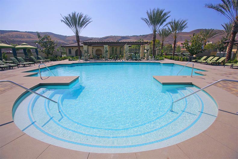 The outdoor pool and patio at Gavilan in Rancho Mission Viejo, California