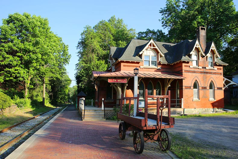 Glen Mills train station in the suburb of Philadelphia, Pennsylvania