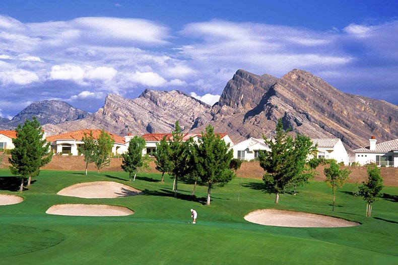 Mountains surrounding the golf course at Sun City Summerlin in Las Vegas, Nevada