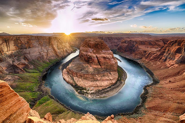 Sunset view of Horseshoe Bend at Grand Canyon National Park in Arizona