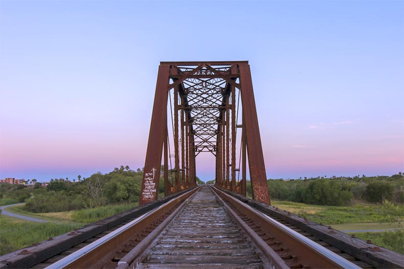 A railroad bridge in Harlingen, Texas