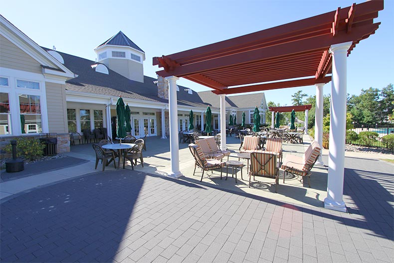An outdoor patio area at Heritage Point in Barnegat, New Jersey