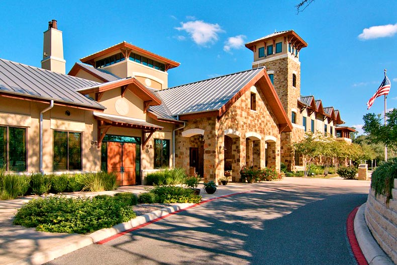 Exterior view of the clubhouse in Hill Country Retreat of San Antonio, Texas