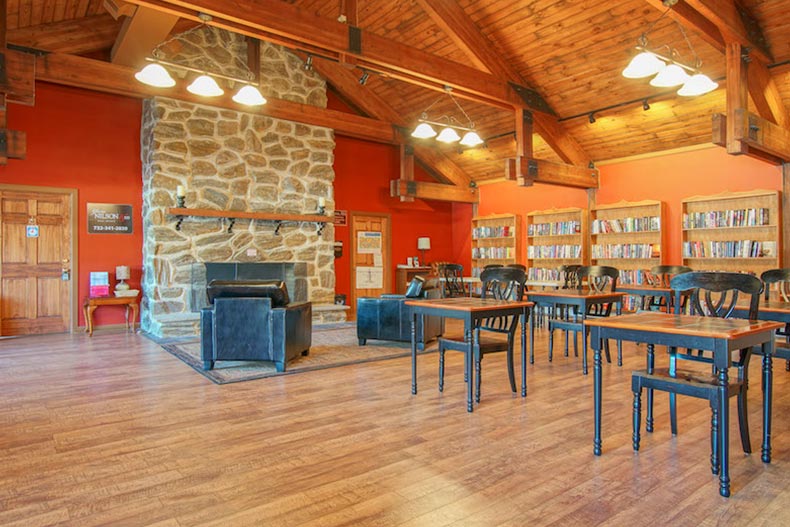 Interior view of the library at Holiday City at Berkeley in Toms River, New Jersey