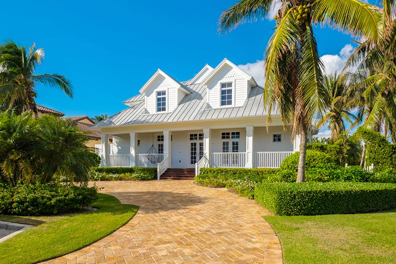 Classic architecture style home in the historic coastal gulf residential district of Old Naples