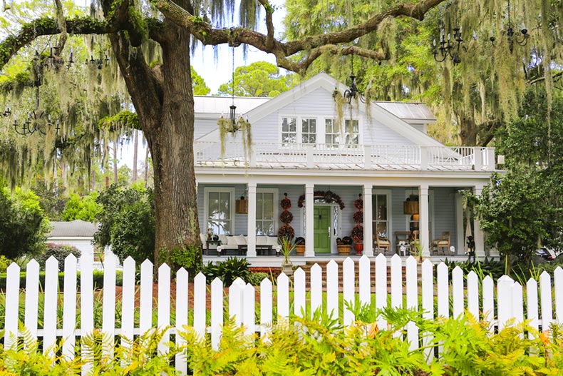 A restored home in the historic residential district of Savannah, Georgia