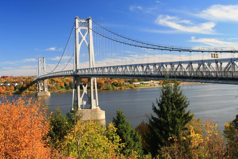 Mid-Hudson Bridge in the autumn over the Hudson River