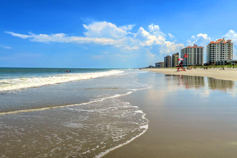 Condos on a beach in Jacksonville, Florida on a sunny day