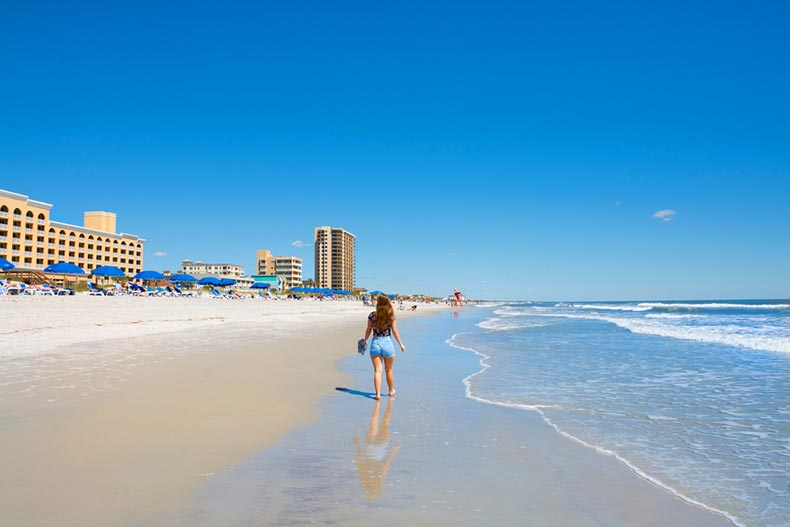 People enjoying the beach on a sunny day in Jacksonville, Florida