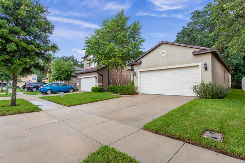 Homes lining a residential street in Jacksonville, Florida