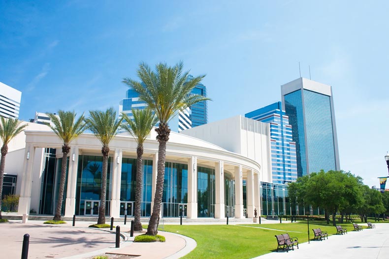 Exterior view of the performing arts center in Downtown Jacksonville, Florida