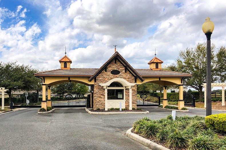 The gated entrance to JB Ranch in Ocala, Florida