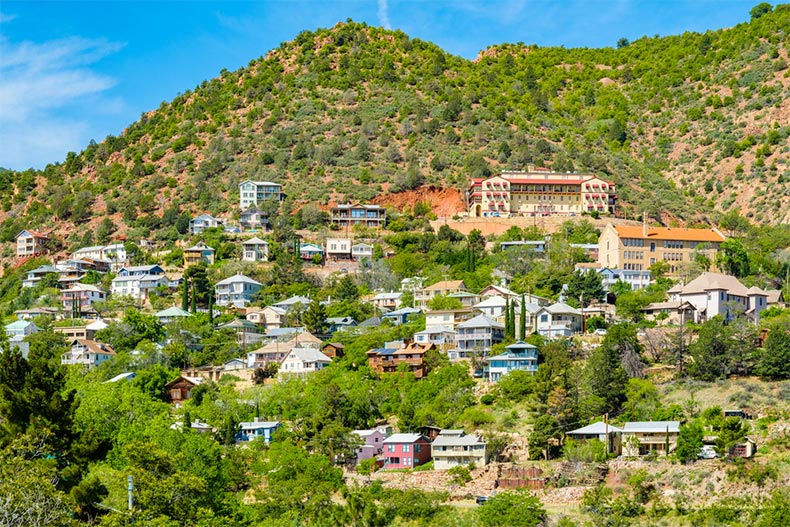 Scenic view of the popular mountain town of Jerome in Arizona