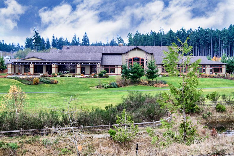 Exterior view of the clubhouse at Jubilee in Lacey, Washington