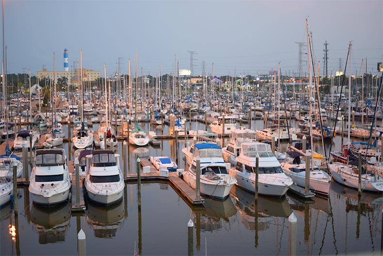 Sailboats at Kemah boardwalk in Texas