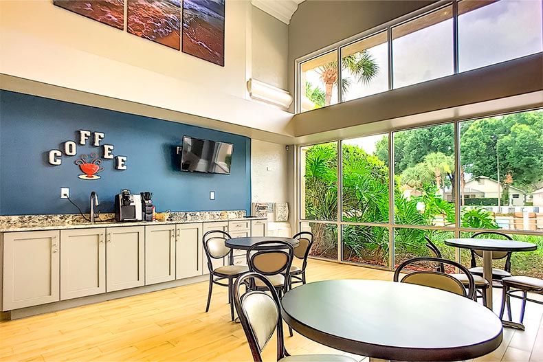 Interior view of a community lounge area at Kings Ridge in Clermont, Florida