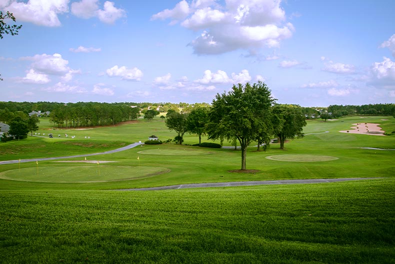 Downhill view of a golf course in Kings Ridge of Clermont, Florida