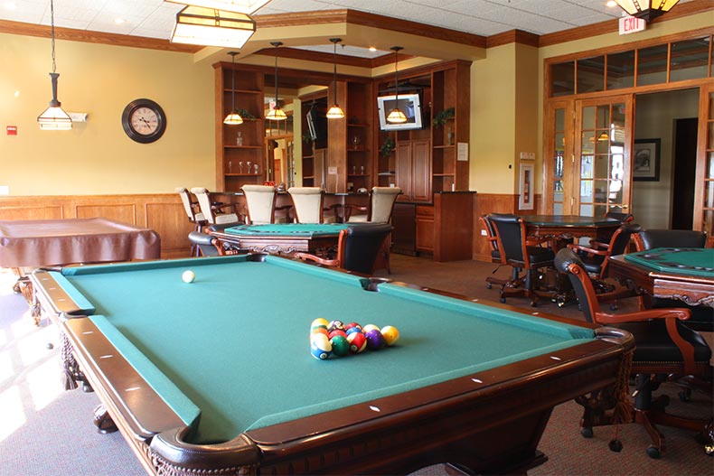 Interior view of the billiards room in Lago Vista in Lockport, Illinois