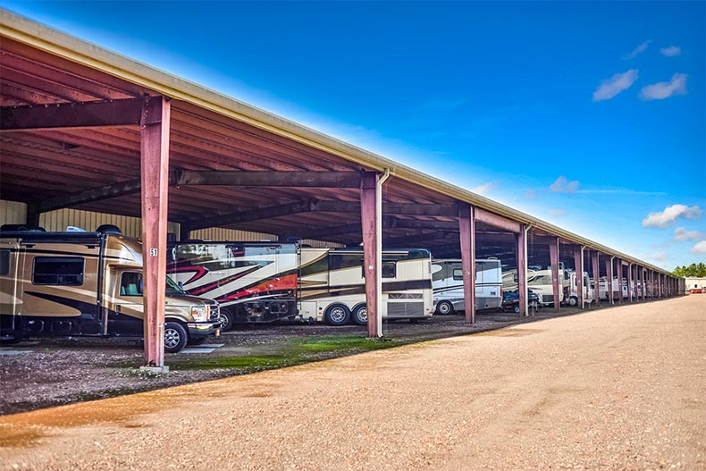 Community RV storage at Lake Ashton in Lake Wales, Florida