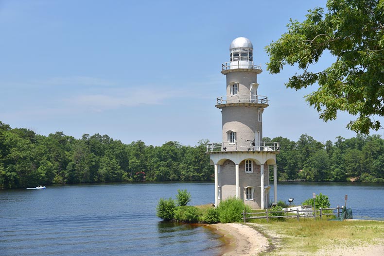 The old lighthouse at Lake Lenape in Mays Landing, New Jersey