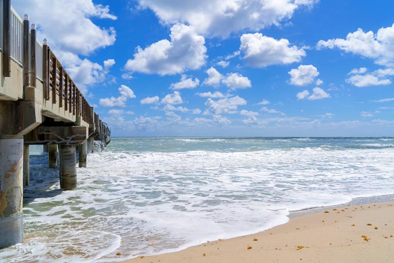 The fishing pier extending into the Atlantic Ocean in Lake Worth, Florida