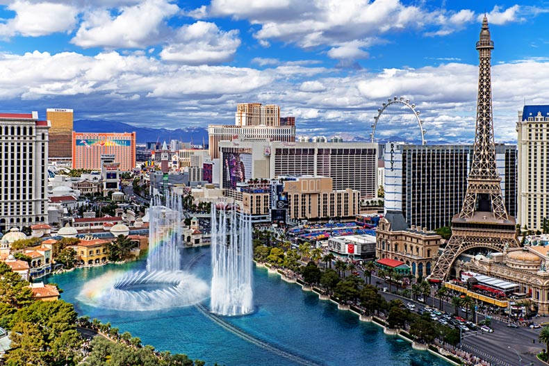 A panoramic aerial view of the Las Vegas Strip