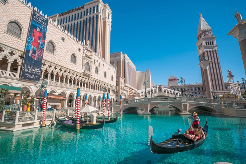A gondola in the Venice canals in Las Vegas, Nevada
