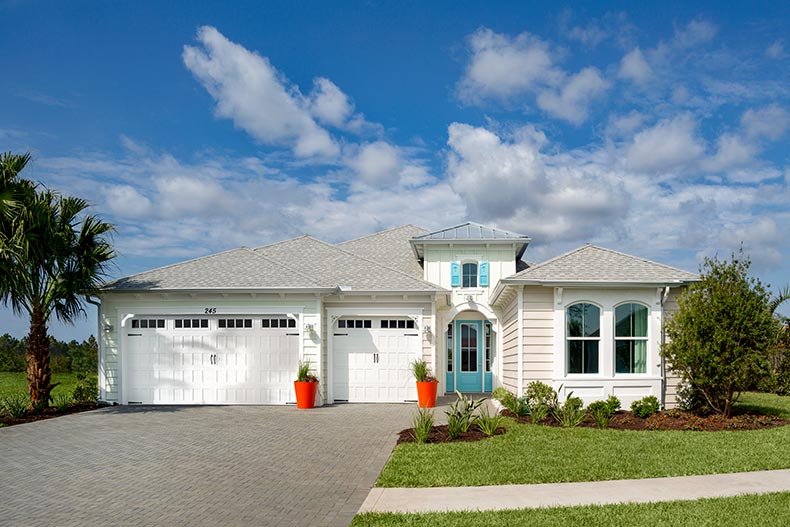 Exterior view of a model home at Latitude Margaritaville in Daytona Beach, Florida