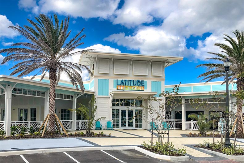 Exterior view of the Latitude Bar and Chill at Latitude Margaritaville in Daytona Beach, Florida