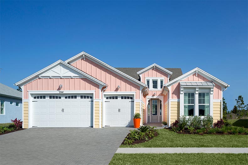 Exterior view of a model home at Latitude Margaritaville in Daytona Beach, Florida