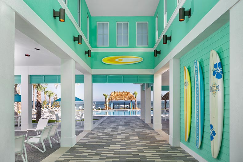 Entrance to the private beach club at Latitude Margaritaville in Daytona Beach, Florida