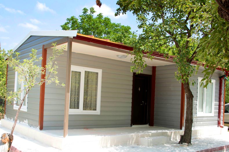 Exterior view of a new prefabricated house