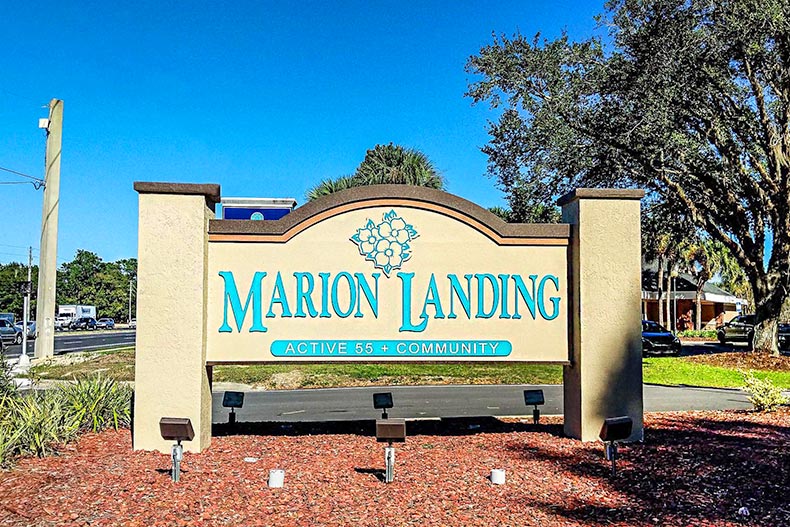 The community sign for Marion Landing in Ocala, Florida