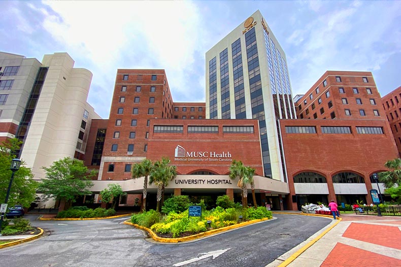 Exterior view of the Medical University of South Carolina hospital in Charleston, SC